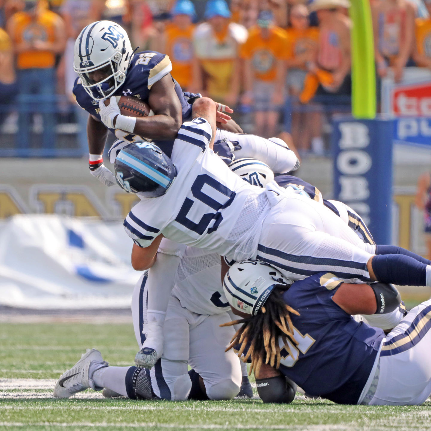 Montana State Bobcat Football against San Diego on Saturday September 18, 2021 at bobcat Statuim in Bozeman Montana.